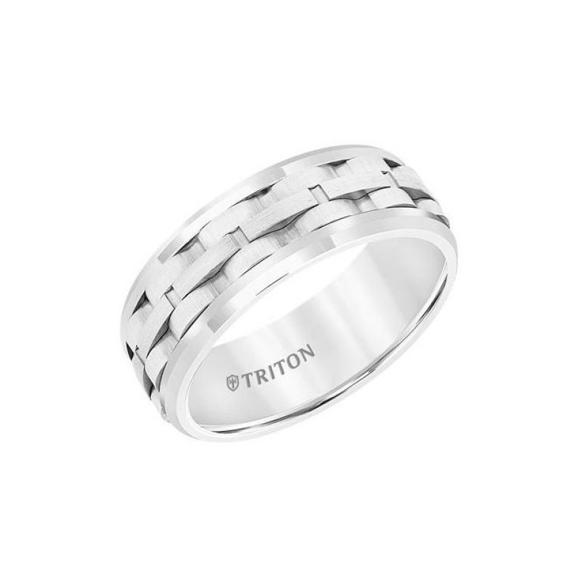 Triton 8mm White Tungsten Carbide Band 11-01-5941