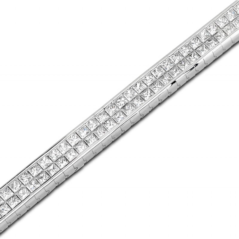 Uneek 18K White Gold Princess-cut Diamond Tennis Bracelet B118