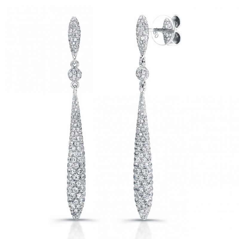 Uneek 18K White Gold Diamond Dangle Earrings E220
