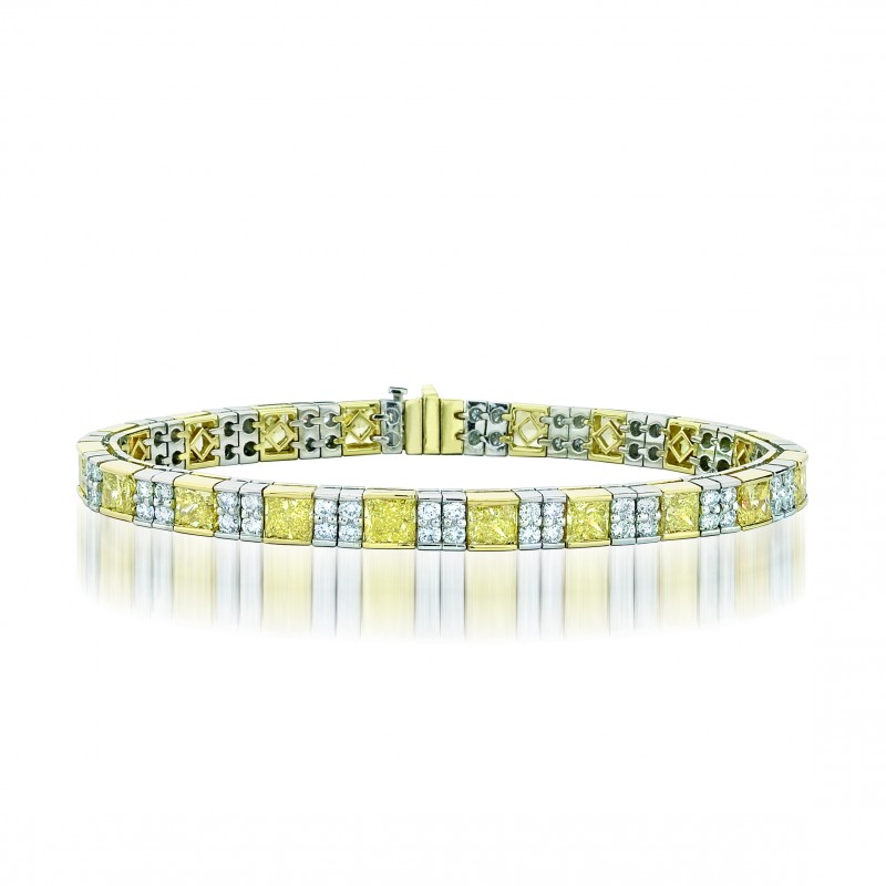 Natureal Collection Platinum Princess-Cut Fancy Yellow Diamond Bracelet LBR027