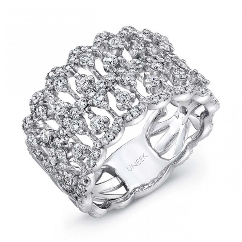 Uneek "Coralline" Open Lace Diamond Band in 14K White Gold