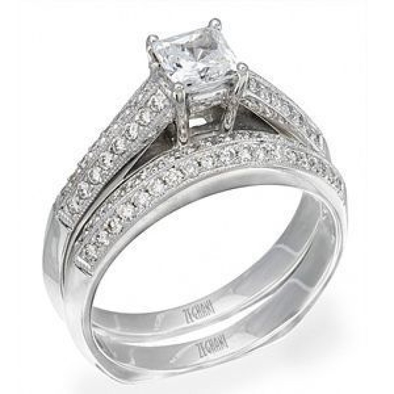 Elegant Zeghani Diamond Engagement Ring and Band Set
