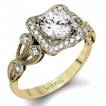 ROUND-CUT HALO ENGAGEMENT RING IN 18K GOLD WITH DIAMONDS