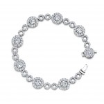 Uneek Round Diamond Bracelet with Micropave Halos and Circles, in Platinum