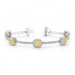 Natureal Collection 18K White And Yellow Gold Pear Shaped Fancy Yellow Diamond Bracelet LBR105