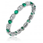 Uneek Art Deco-Inspired Emerald and Diamond Band in 14K White Gold