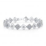Bouquet Collection 14K White Gold Diamond & Flower Shaped Diamond Bracelet LVBR01