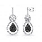 14K White Gold Black Pear Shaped Diamond Earrings LVE029BL