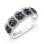 14K White Gold Black Circular Diamond Ring LVR106BL