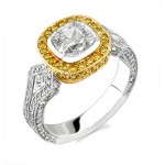Natureal Collection Platinum Cushion Cut Diamond Engagement Ring LVS135