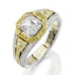 Natureal Platinum White and Yellow Diamond Engagement Ring LVS210