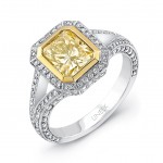 Natureal Collection Platinum and 18K Yellow Gold Radiant-Cut Fancy Yellow Diamond Engagement Ring LV