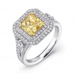 Uneek Natureal Yellow Radiant Diamond Engagement Ring LVS385