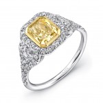 Natureal Collection 18K White and Yellow Gold Radiant-Cut Fancy Yellow Diamond Engagement Ring LVS59