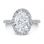 Uneek Platinum Oval Cut Diamond Halo Engagement Ring- LVS787OV