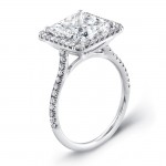 Uneek Platinum Princess Diamond Halo Engagement Ring. LVS787PR