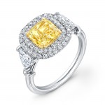 Uneek Natureal Yellow Diamond Cushion Cut Diamond Engagement Ring LVS814