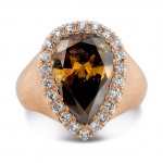 Uneek 18K Rose Gold Chocolate Pear Cut Diamond Engagement Ring LVS961