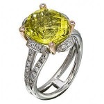 Stylish Zeghani Lemon Quartz and Diamond Fashion Ring