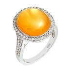 Alluring Zeghani Peach Quartz and Diamond Ring