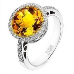 Handsome Zeghani Citrine and Diamond Ring