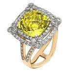 Alluring Zeghani Lemon Quartz and Diamond Ring