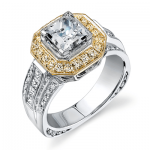 PRINCESS-CUT HALO ENGAGEMENT RING IN 18K GOLD WITH DIAMONDS