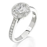 Bouquet Collection 14K White Gold Halo and Milgrain Diamond Ring SM558