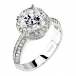 Uneek 18K White Gold Halo Diamond Engagement Ring SM643