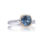 Cushion Bloom Gemstone Ring with Diamonds and London Blue Topaz
