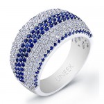 Saphisto Collection 18K White Gold Round Sapphire and Diamond Ring WB196
