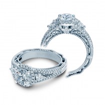 Verragio Three Stone Halo Split Shank Engagement Ring