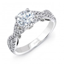 Uneek "Paradiso" Round Diamond Solitaire Engagement Ring with Pave Infinty/Crisscross Shank and Unde