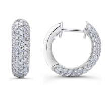 Uneek 18K White Gold Round Diamond Hoop Earrings E105