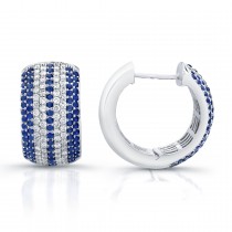 Saphisto Collection 18K White Gold Diamond and Blue Sapphire Hoop Earrings E131