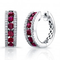 Saphisto Collection 14K White Gold Ruby and Diamond Earrings E224
