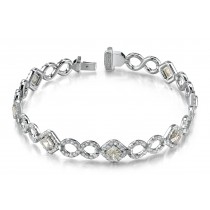 18K White Gold Round & Asscher Cut Diamond Bracelet LBR104