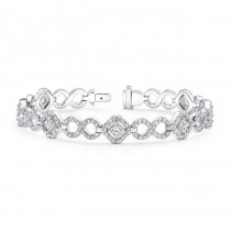 Uneek Princess-Cut Diamond Bracelet with Infinity-Style Pave Links, in 18K White Gold