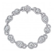 Uneek Round and Pear-Shaped Diamond Bracelet, in Platinum