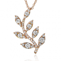 LEAF PENDANT NECKLACE IN 18K GOLD WITH DIAMONDS