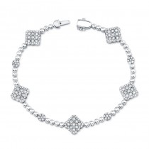 Bouquet Collection 14K White Gold Diamond Shaped Diamond Bracelet LVBR02