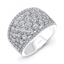 Uneek "Frivolite" Cluster Diamond Band with Pave Edges, in 14K White Gold