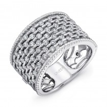 Uneek "Point D'Esprit" Diamond Band with Rope Milgrain Edges, in 14K White Gold
