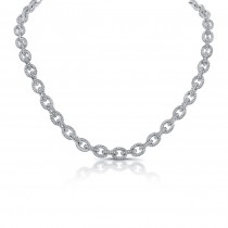 Uneek Classic Diamond Pave Link Necklace, in 18K White Gold