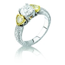 Natureal Collection Platinum and 18K Yellow Gold Heart Shape Yellow Diamond Ring LVS092