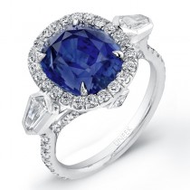 Saphisto Collection Platinum Sapphire Cushion Diamond Ring LVS621