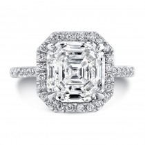 Uneek Platinum Asscher Cut Halo Diamond Engagement Ring-LVS787AS