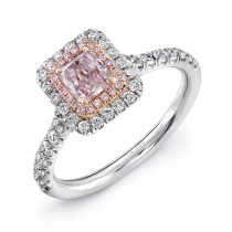 Uneek Pink Radiant Diamond Halo Engagement Ring - LVS943