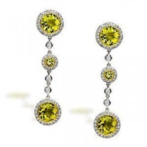 Gorgeous Lemon Quartz and Diamond Earrings by Zeghani