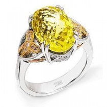 Stunning Zeghani Lemon Quartz and Diamond Ring
